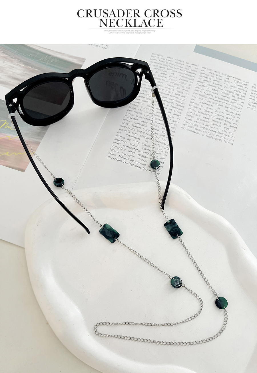 Fashion Dark Green Acrylic Geometric Alloy Chain Glasses Chain Accessories,Sunglasses Chain