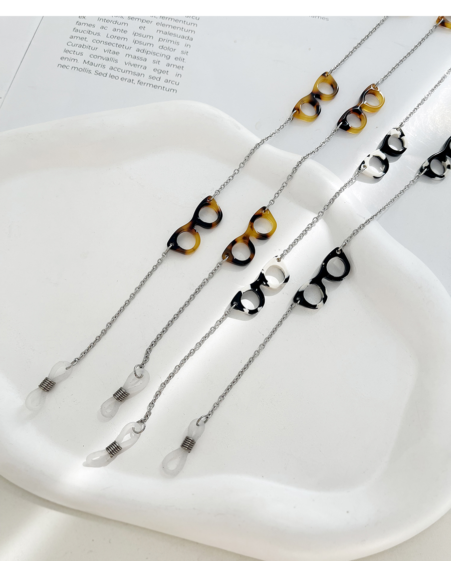 Fashion Leopard Print Acrylic Glasses Box Alloy Chain Glasses Chain Accessories,Sunglasses Chain