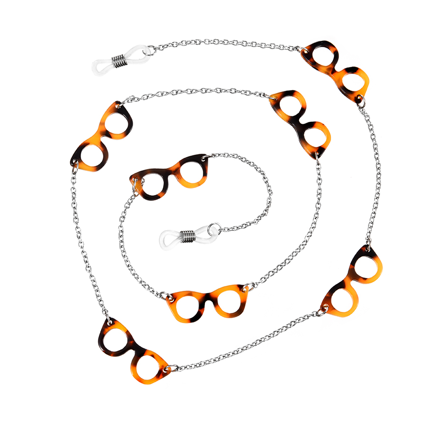 Fashion Leopard Print Acrylic Glasses Box Alloy Chain Glasses Chain Accessories,Sunglasses Chain
