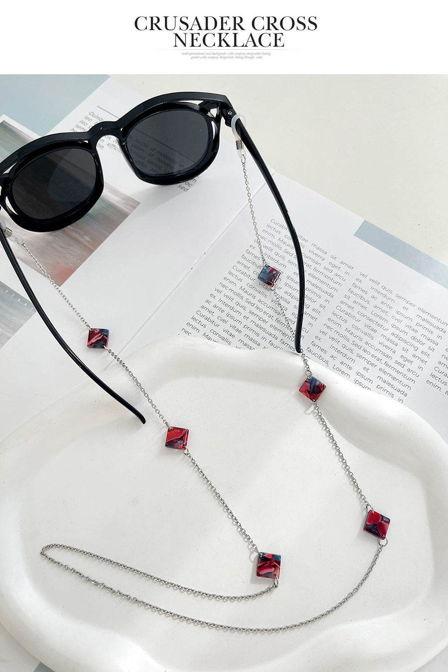 Fashion Color 3 Acrylic Block Alloy Chain Glasses Chain Accessories,Sunglasses Chain