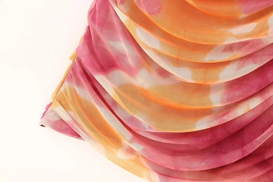Fashion Color Silk Net Print Fold Dress Dress,Long Dress