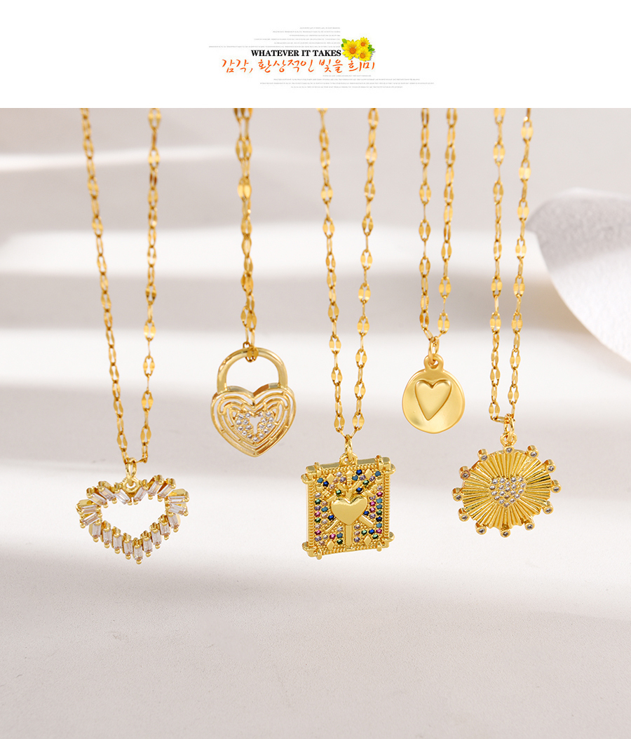 Fashion Gold 5 Titanium Steel Inlaid Irregular Love Pendant Necklace,Necklaces