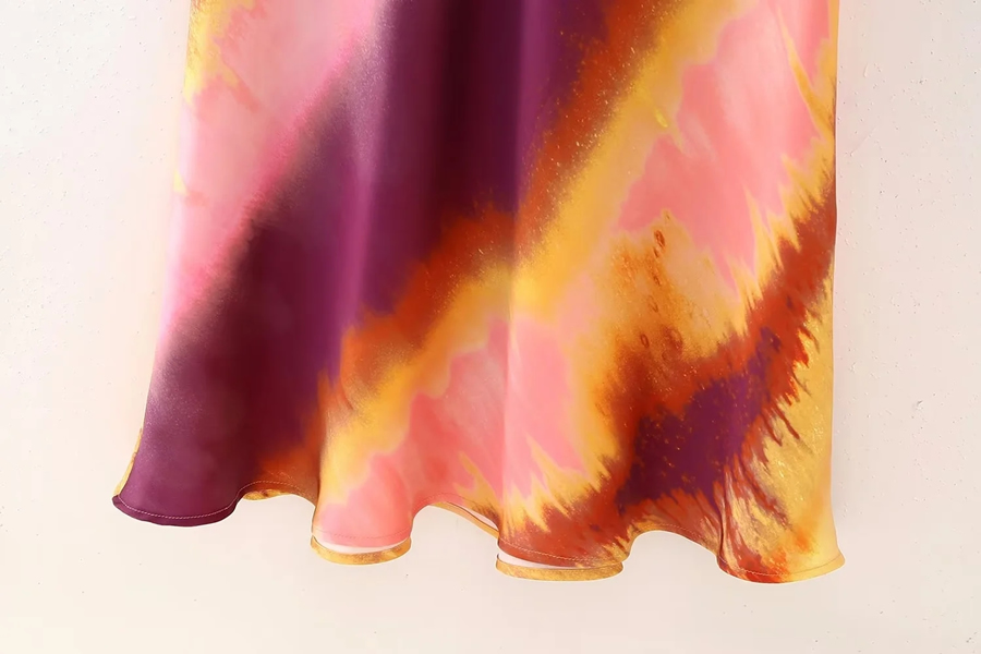 Fashion Color Slip Printing Back Anti -stranger Skirt,Long Dress