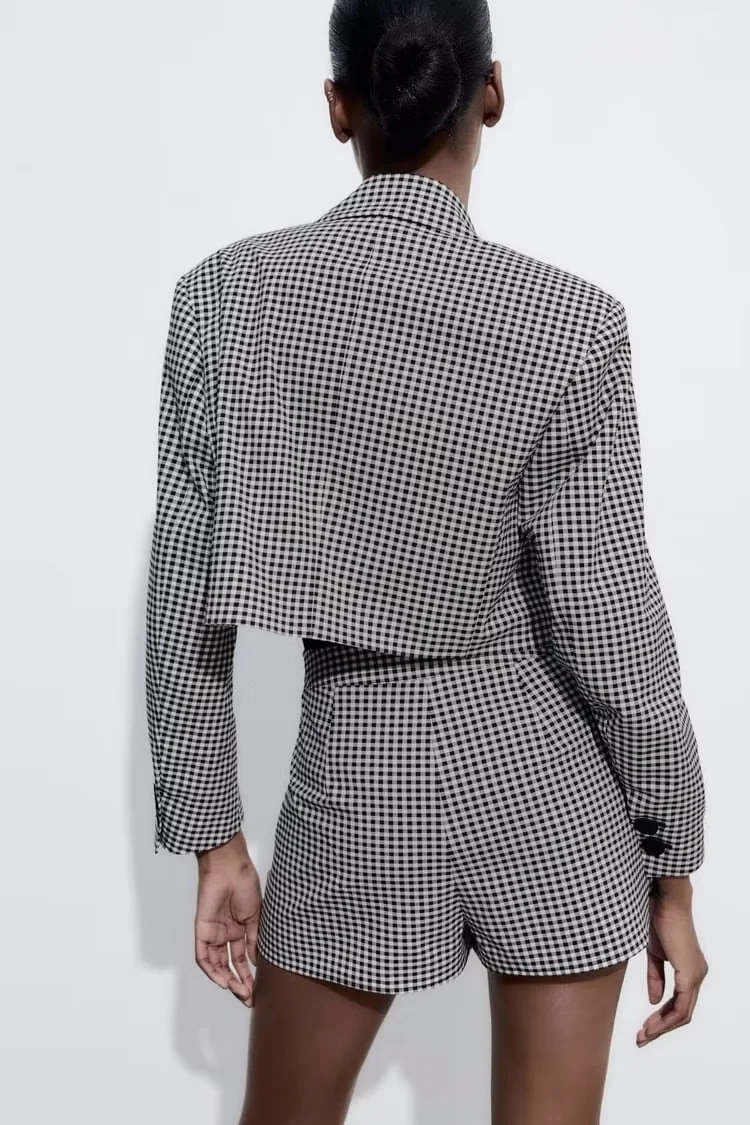 Fashion Grid Slutar Checkered Wide Pleated Skirt,Shorts