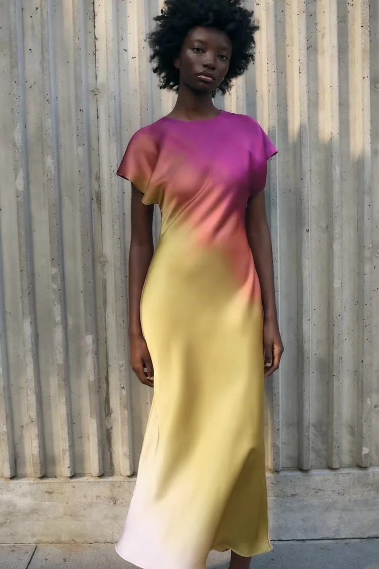 Fashion Printing Tie -dye Print Dress,Long Dress