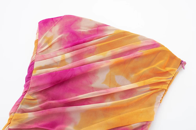 Fashion Rainbow Jewelry: Silk Net Print Fold Dress Dress,Long Dress