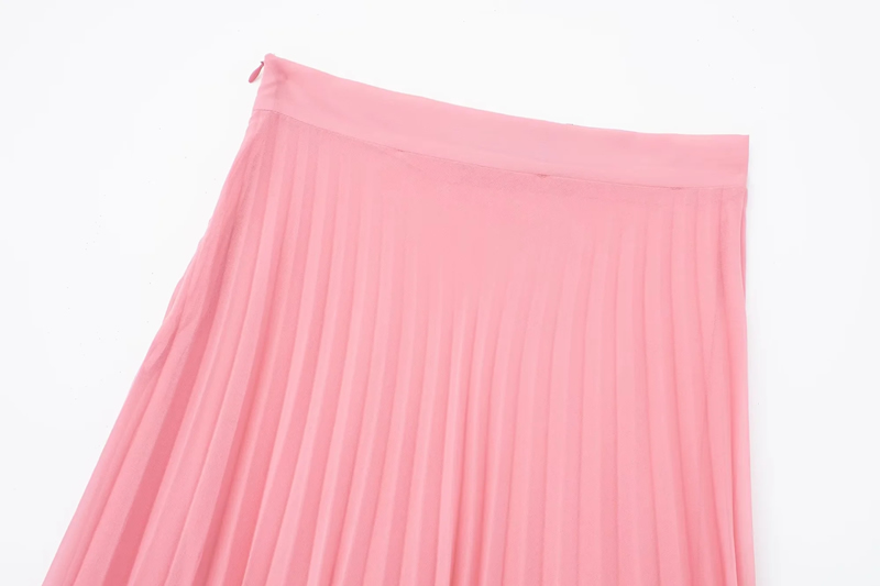 Fashion Pink Chiffon Pleated Skirt,Skirts