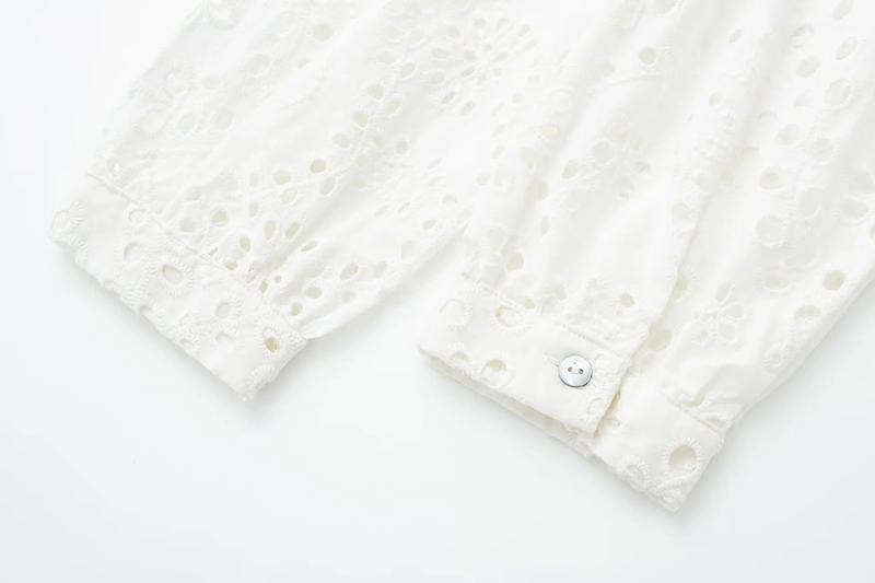 Fashion White Hollow Embroidery Dress,Long Dress