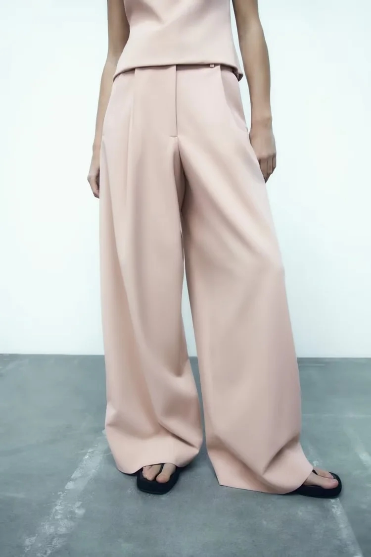 Fashion Pink Torter Capricorn Straight Trousers,Pants