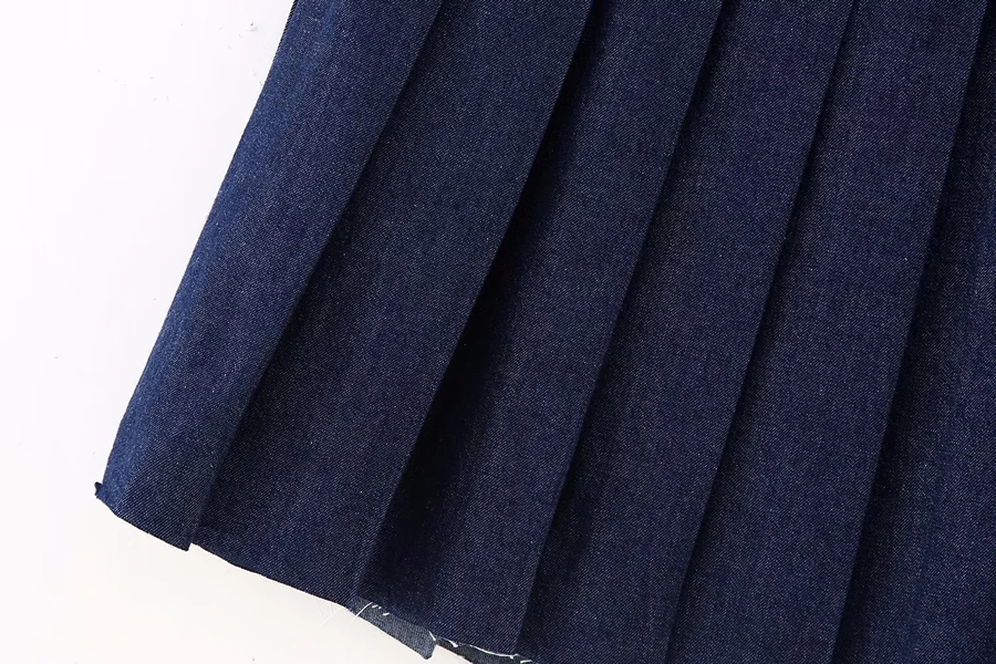 Fashion Navy Blue Slip -wide Pleated Skirt,Skirts