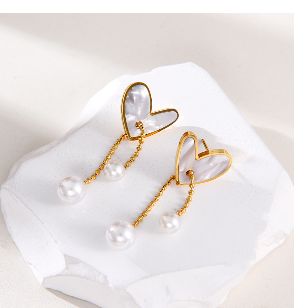 Fashion Gold Titanium Steel Shell Butterfly Pendant Flowing Soverell Pearl Earrings,Earrings