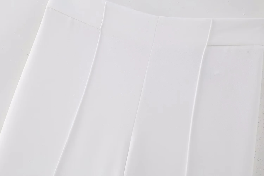 Fashion White Short -weaving Micro -fold Straight Trousers,Pants