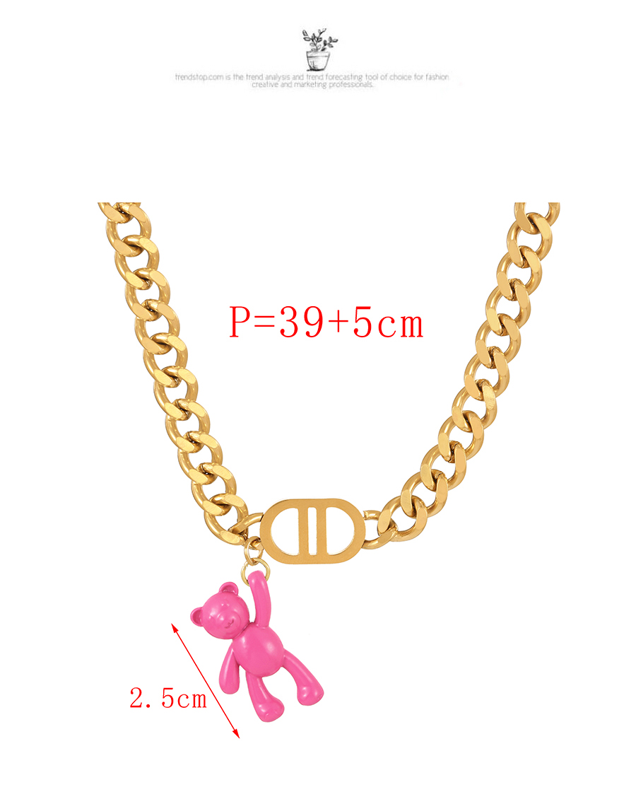 Fashion Red Alphabet Double D Balloon Bear Pendant Twist Thick Chain Necklace,Necklaces