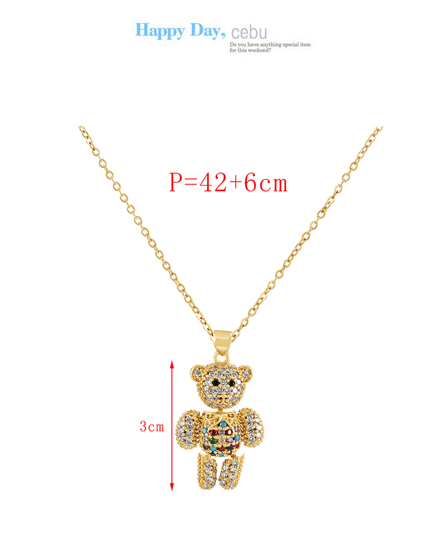 Fashion Silver Copper Inlaid Bow Bear Pendant Necklace,Necklaces