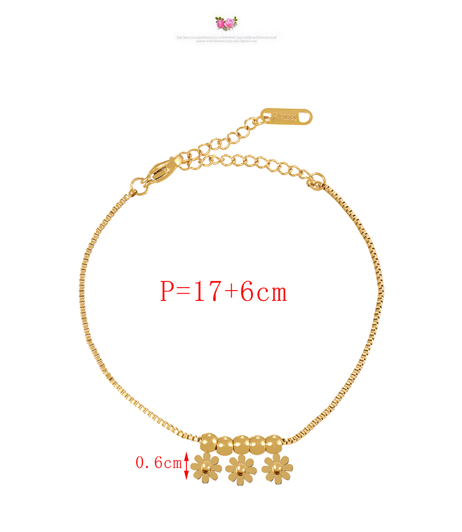 Fashion Rose Gold Titanium Flower Pendant Tassel Beaded Bracelet,Bracelets
