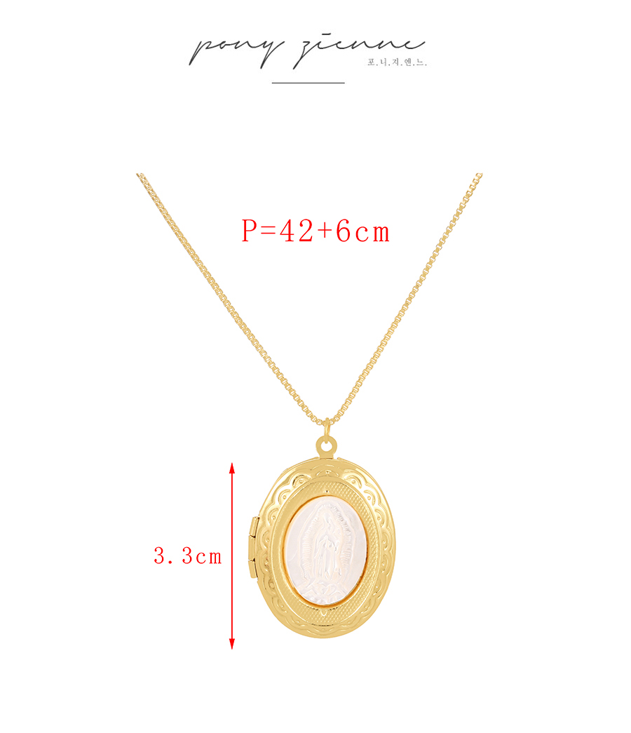 Fashion Gold Copper Pattern Round Shell Portrait Pendant Necklace,Necklaces