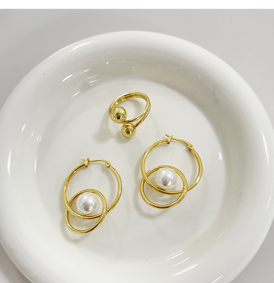 Fashion Gold-2 Copper Bead Geometric Ring,Rings