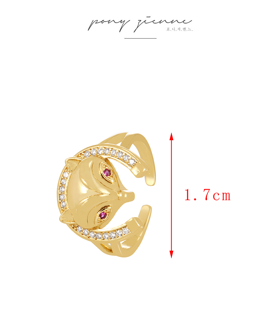 Fashion Silver Bronze Zircon Fox Ring,Rings