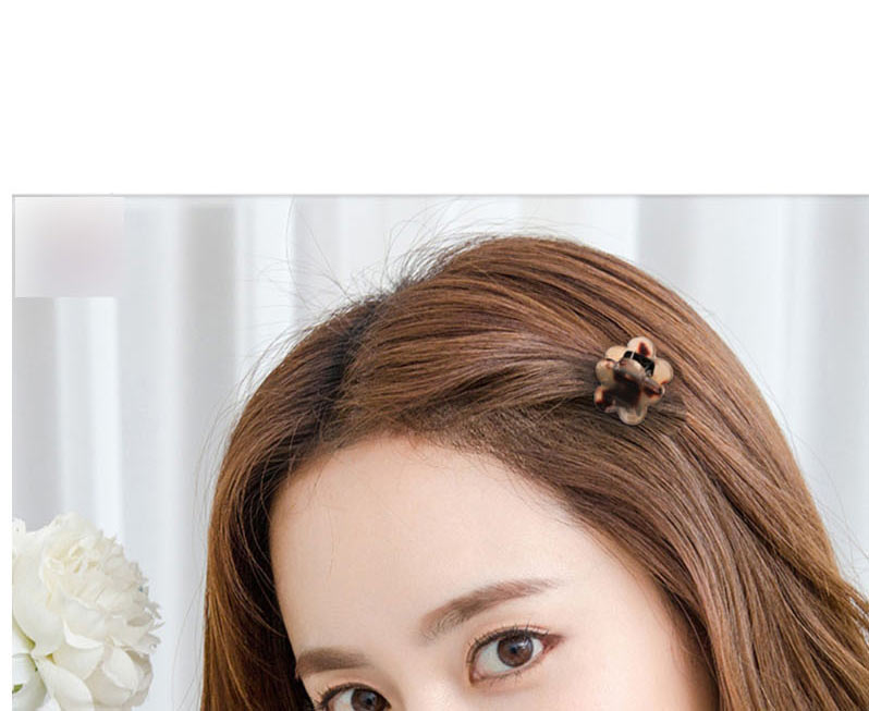 Fashion Amber Brown Acetate Gold Label Flower Grip,Hair Claws