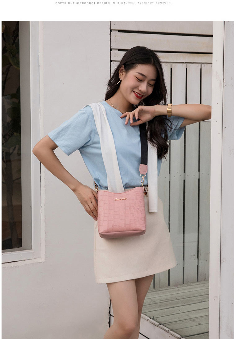 Fashion Pink Pu Head Pattern Large Capacity Wide Shoulder Strap Messenger Bag,Shoulder bags