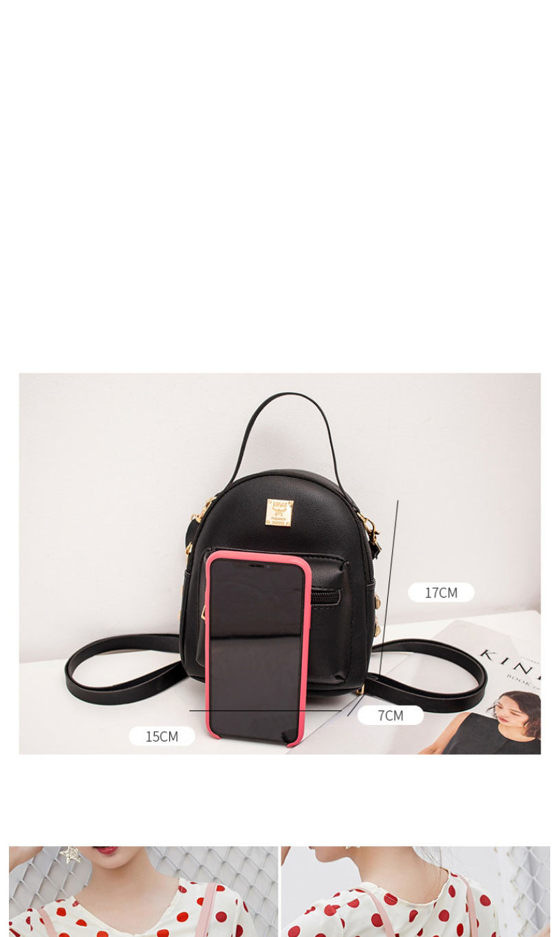 Fashion Pink Pu Rivet Large Capacity Backpack,Backpack