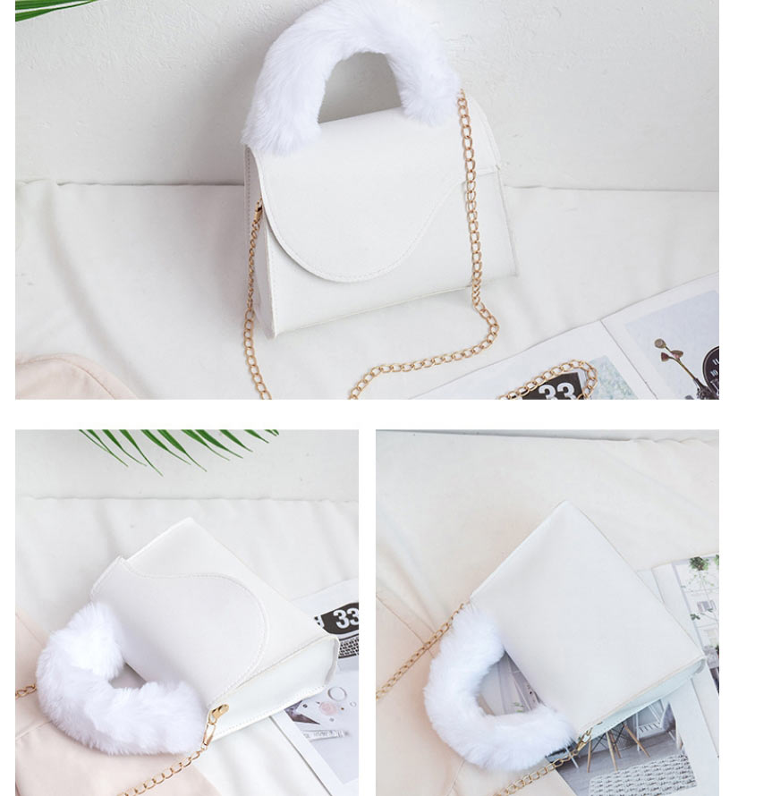 Fashion White Pu Plush Hand Messenger Bag,Shoulder bags