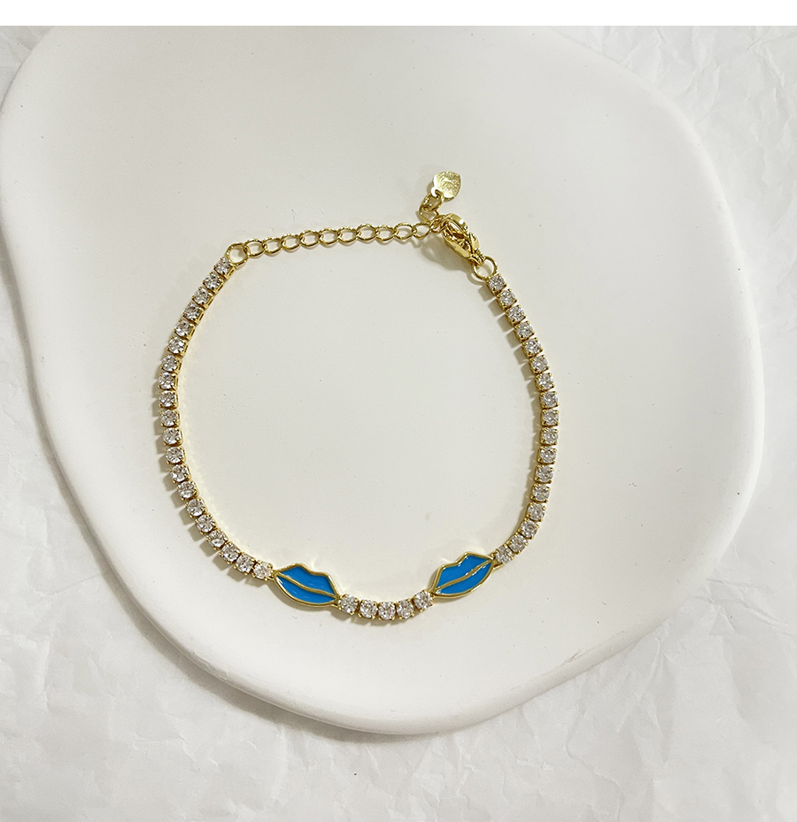 Fashion Navy Blue Bronze Zircon Drip Mouth Bracelet,Bracelets