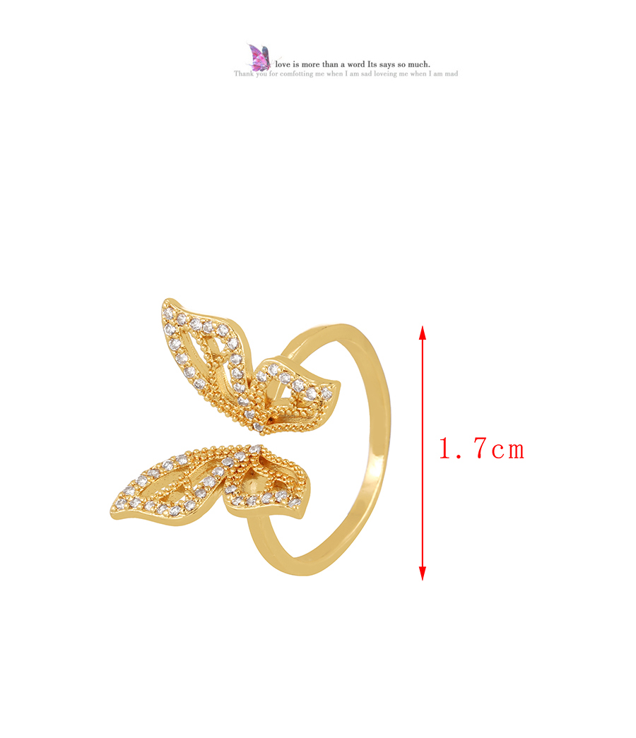 Fashion Gold Bronze Zircon Butterfly Ring,Rings