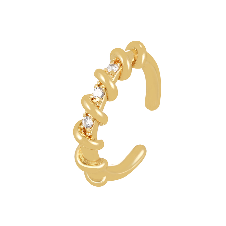 Fashion Gold-3 Bronze Zircon Bear Ring  Copper Inlaid Zircon,Rings