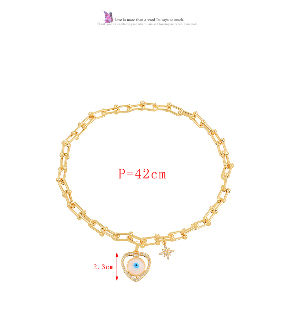Fashion Gold-2 Bronze Zircon Drop Oil Love Eye Necklace,Necklaces