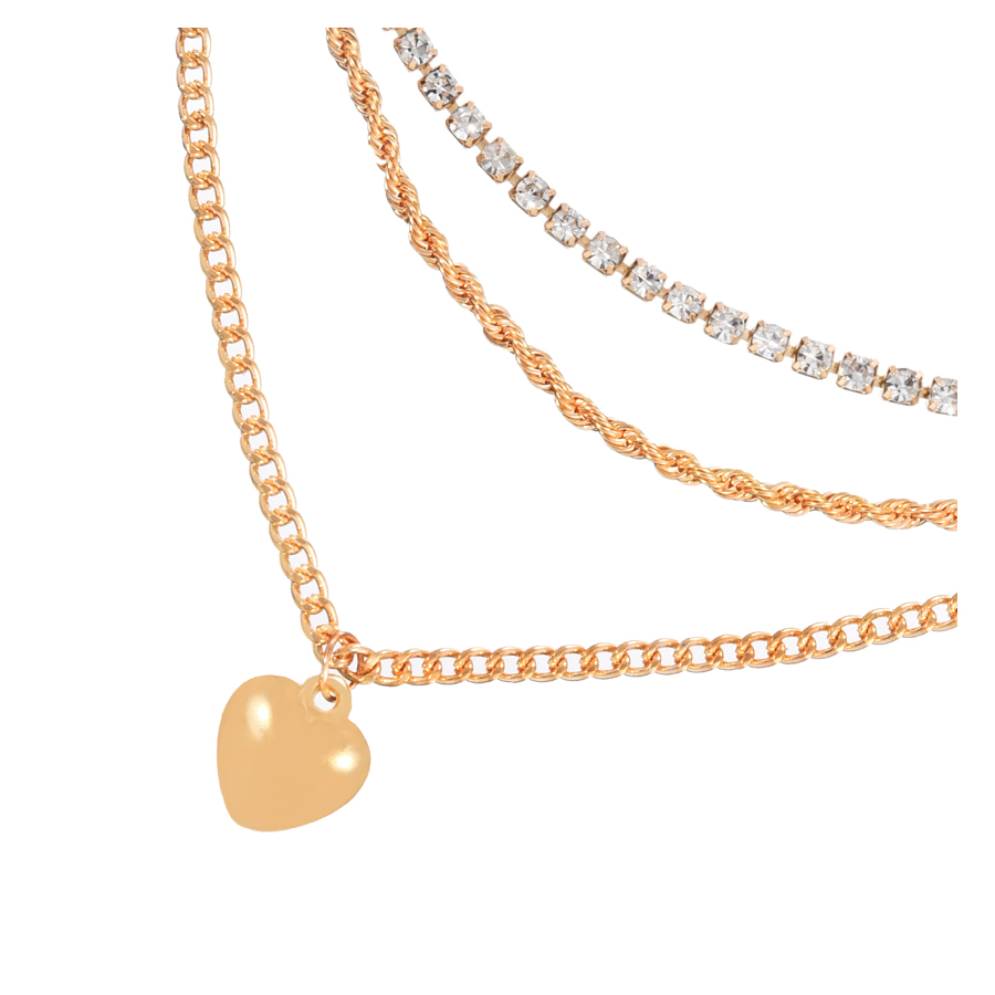 Fashion Gold Alloy Diamond Multi-layered Love Multi-layer Necklace,Multi Strand Necklaces