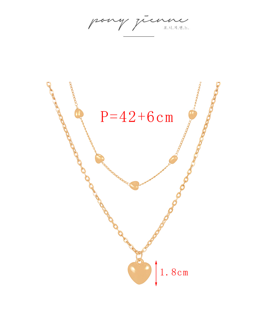 Fashion Gold Alloy Double Heart Double Necklace,Multi Strand Necklaces