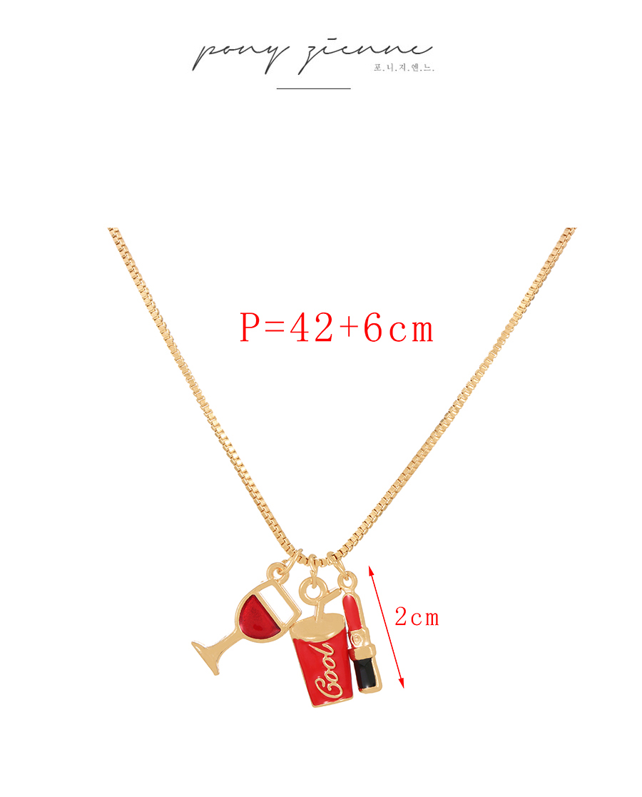 Fashion Gold Alloy Drip Port Wine Glass Pendant Necklace,Pendants
