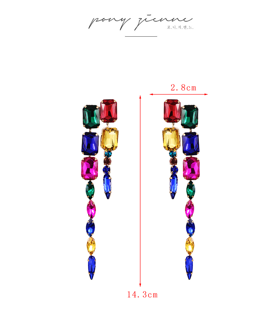 Fashion Color Alloy Diamond Geometric Drop Earrings,Drop Earrings