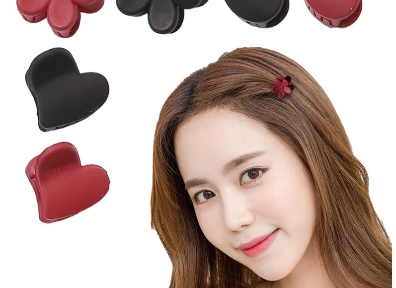 Fashion Black And Red Combination (10) Plastic Frosted Love Flower Grab Set,Hair Claws