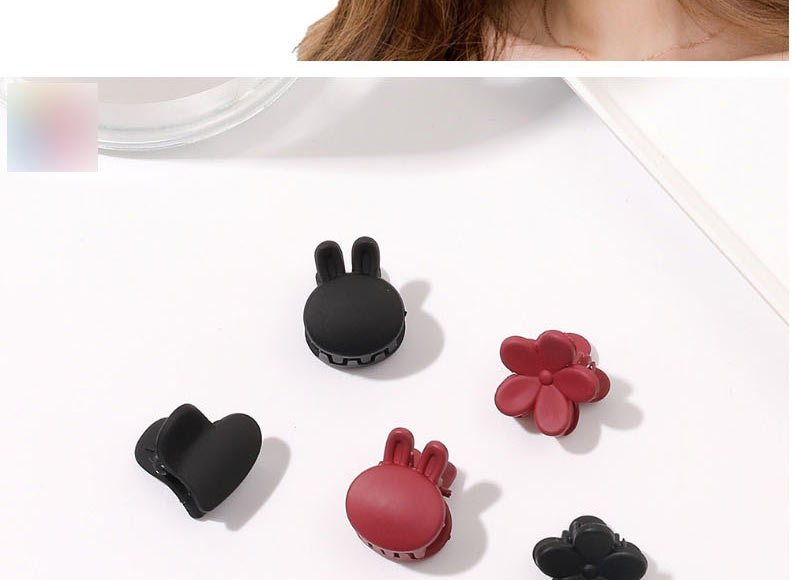 Fashion Black And Red Combination (10) Plastic Frosted Love Flower Grab Set,Hair Claws