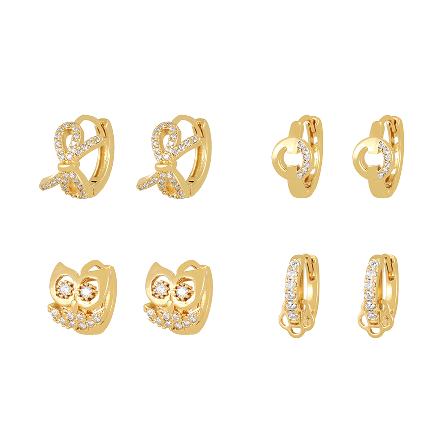 Fashion Gold Brass Inset Zirconium Round Earrings,Earrings