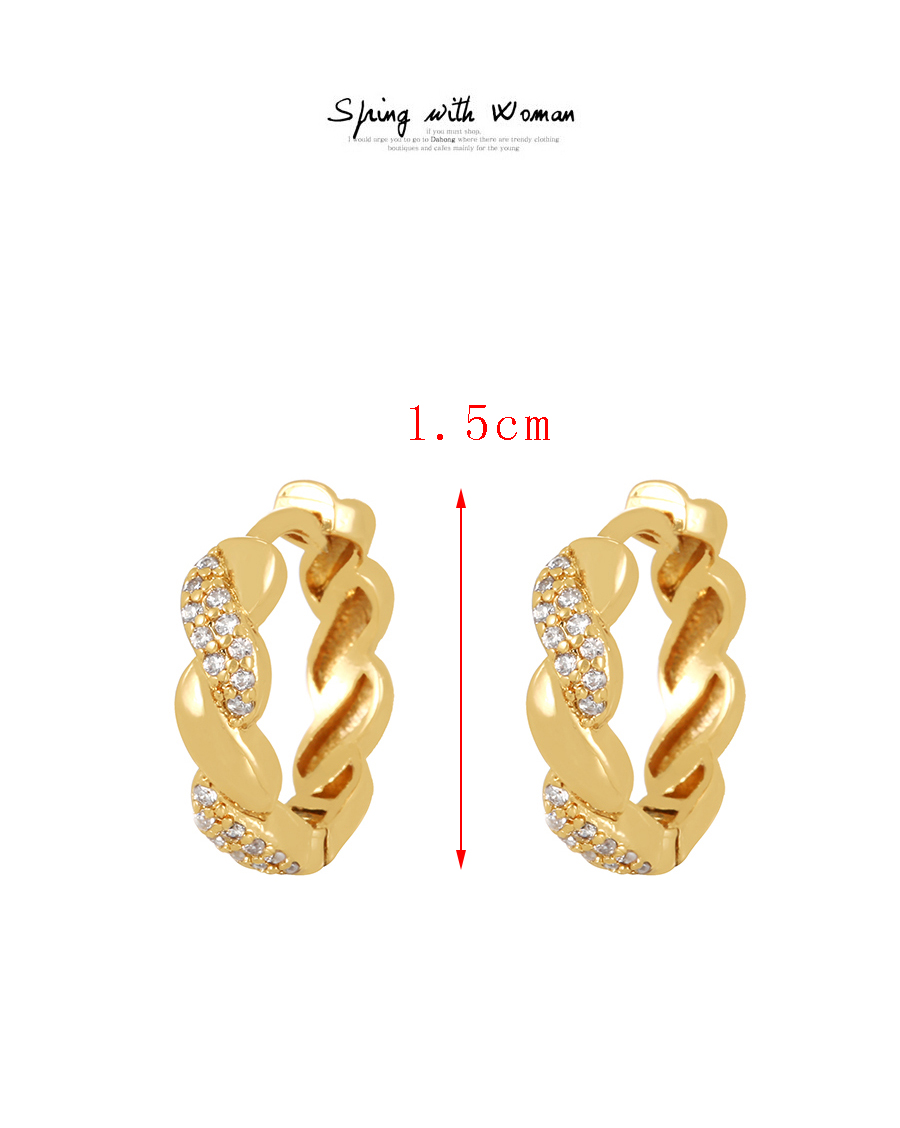 Fashion Gold Copper Inlaid Zirconium Twist Earrings,Earrings