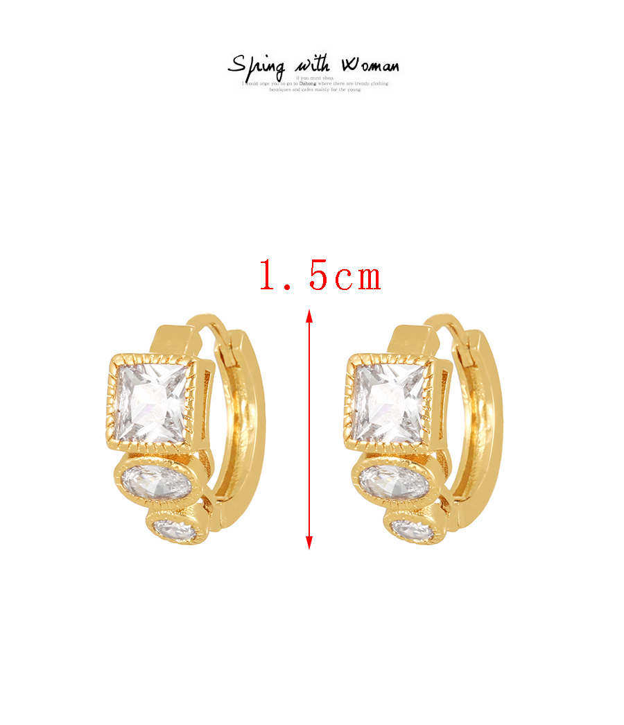 Fashion Gold Brass Inset Zirconium Geometric Earrings,Earrings