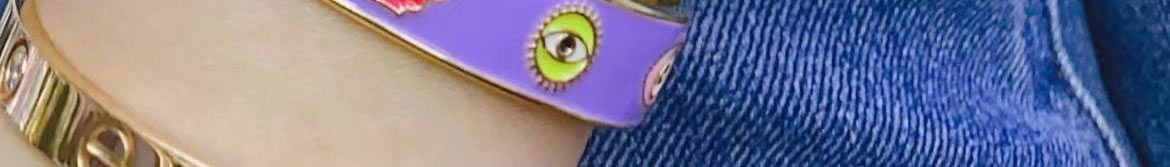 Fashion Purple Copper Drop Oil Eye Palm Open Bracelet,Bracelets