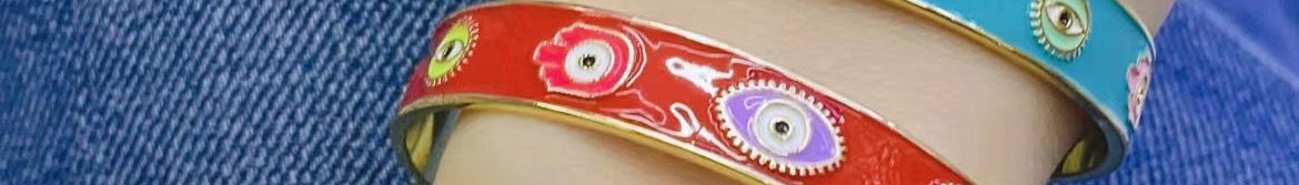 Fashion Red Copper Drop Oil Eye Palm Open Bracelet,Bracelets