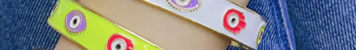 Fashion Yellow Copper Drop Oil Eye Palm Open Bracelet,Bracelets