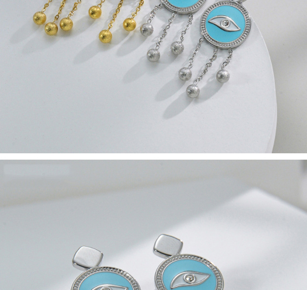 Fashion 2# Titanium Steel Eye Tassel Drop Earrings,Earrings