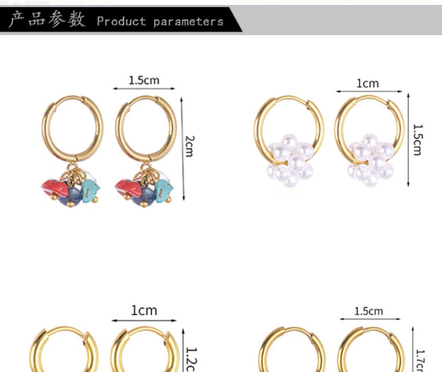 Fashion D Titanium Steel Geometric Colorful Gravel Earrings,Earrings