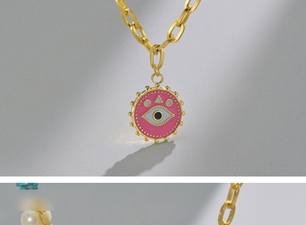 Fashion Eye Titanium Steel Eye Drop Medal Necklace,Necklaces