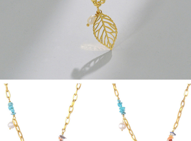 Fashion Leaves Titanium Cutout Leaf Necklace,Necklaces