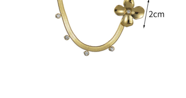 Fashion Gold Titanium Steel Diamond Flower Snake Bone Chain Necklace,Necklaces