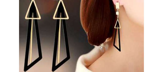 Fashion Pink Geometric Triangle Earrings,Drop Earrings