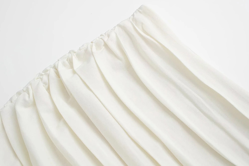 Fashion White Cotton Pleated Skirt,Skirts