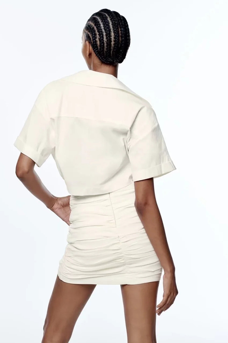 Fashion White Cotton Pleated Skirt,Skirts